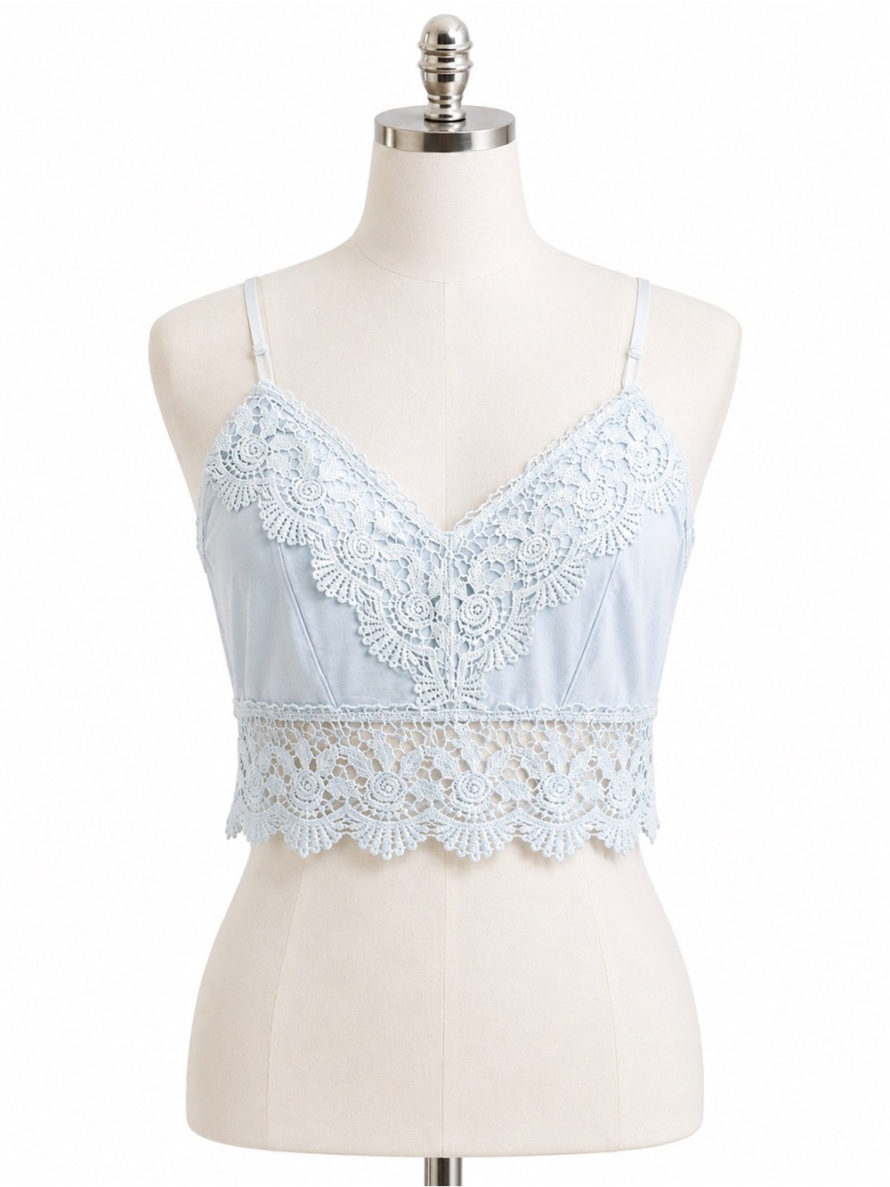 Ecoté Lace Crochet Bralette Light Blue Size Large Boho Festival